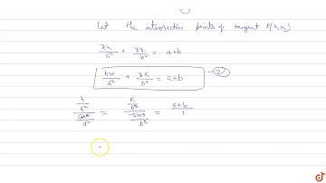 Tangents are drawn to the ellips `x^2/a^2+y^2/b^2=a+b` at the points where it is cut .y by the ...