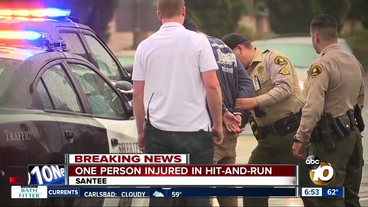 Driver arrested in Santee hit-and-run that injured pedestrian - YouTube