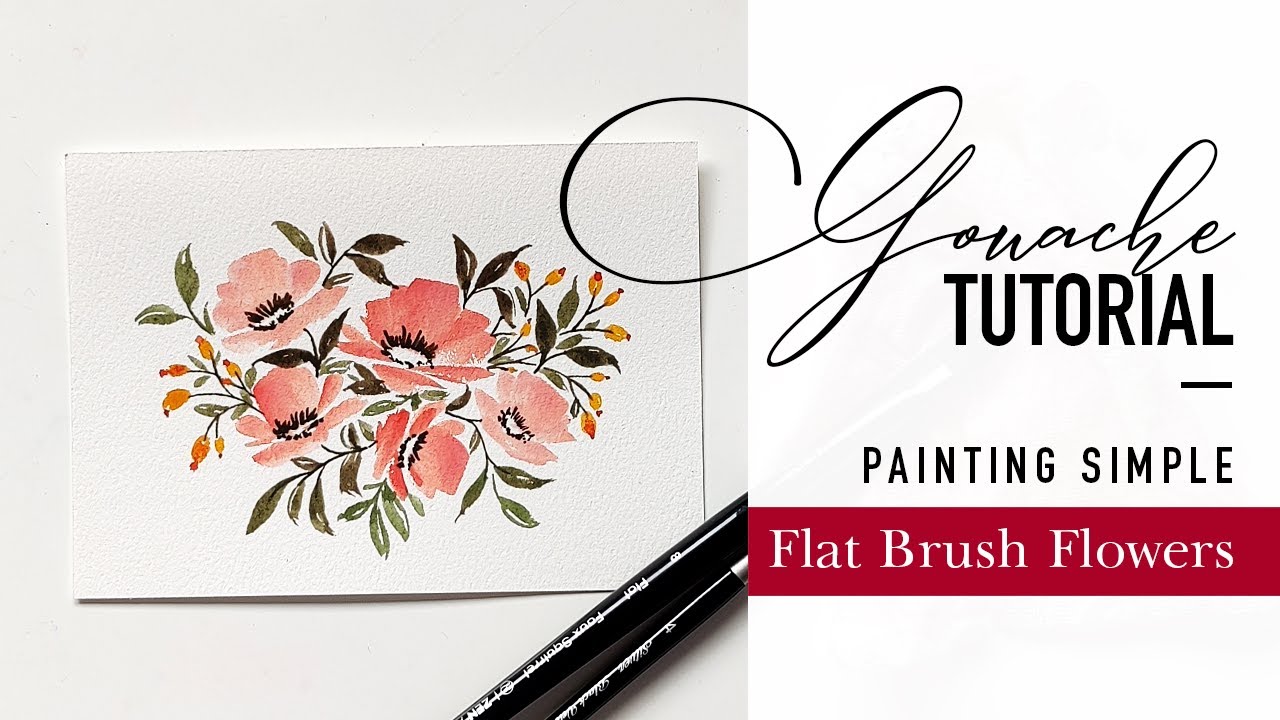 Flat Brush Flowers with Gouache - Hello Clarice Tutorials