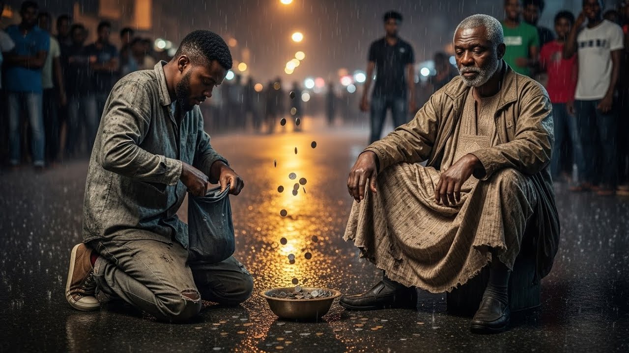 A SAD JOBLESS BOY EMPTY HIS POCKET FOR A POOR BEGGAR NOT KNOWING HE IS A BILLIONAIRE.