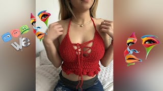 How to crochet anice Bikini Top Crochet كروشيه برا حمالة صدر سهل وبسيط مع شرح المقاسات