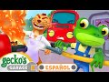 Fuego en el taller  garaje de gecko  carros para nios  vdeos educativos