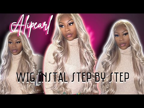 Perfect Ash Blonde Frontal Wig Install Step by Step😍| Alipearl Hair