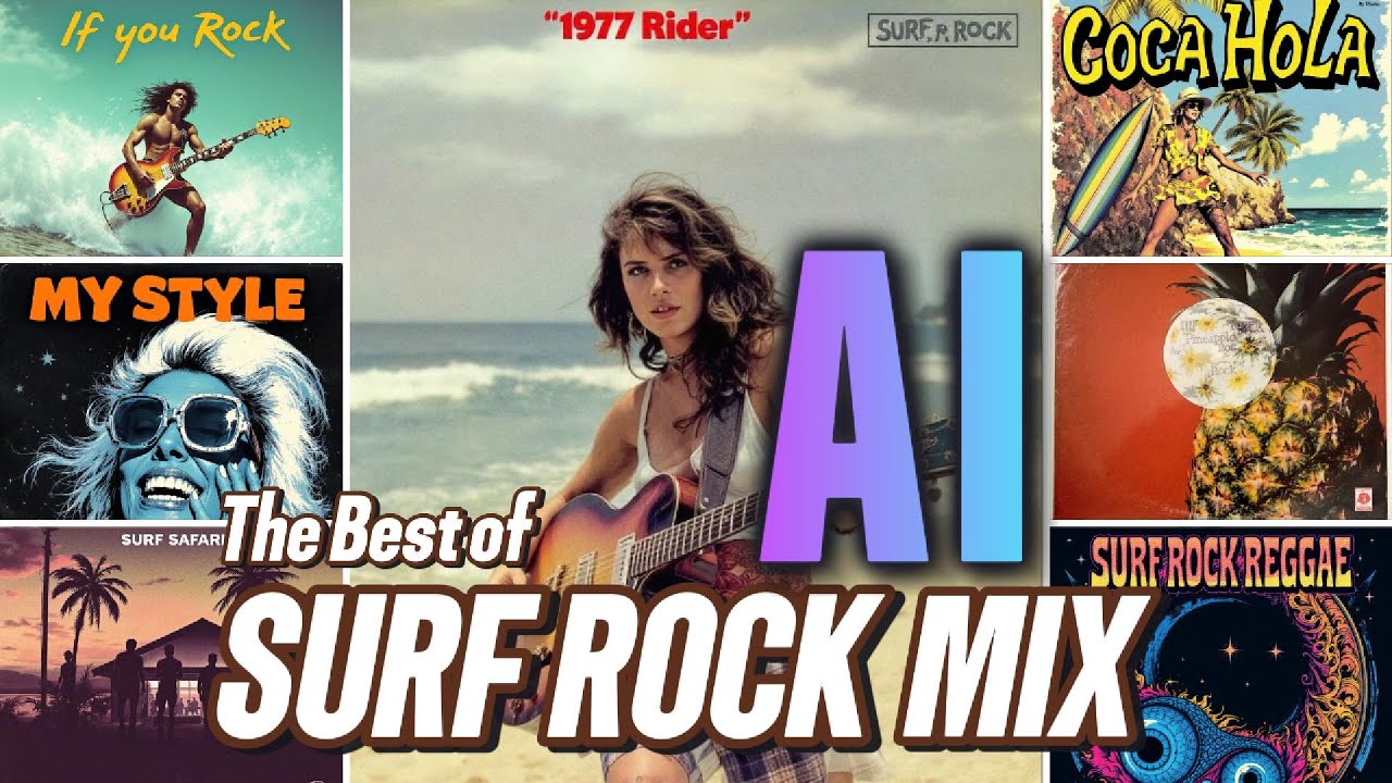 The best of AI Surf Rock Mix [ ☮︎🏄🏽‍♂️ 60's-70's Vibes ] : Coffee Cat Studio