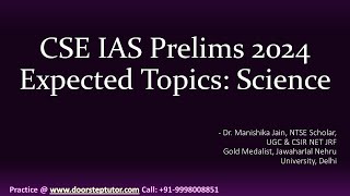 Expected Questions: Science | UPSC CSE IAS Prelims 2024  @ doorsteptutor.com