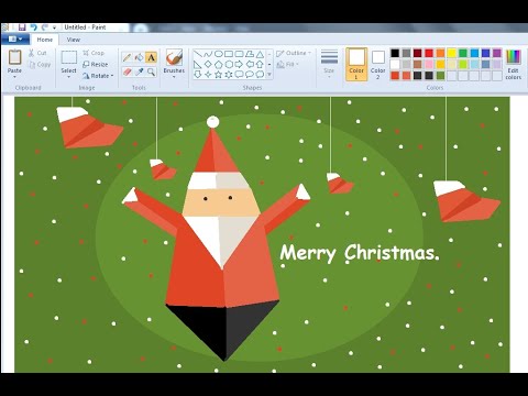 How to Draw an Easy Merry Christmas Santa in Ms Paint - YouTube