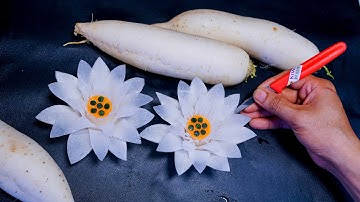 Hướng Dẫn Cắt Tỉa Hoa Sen Củ Cải Trắng | AV Cắt Tỉa Rau Củ Quả