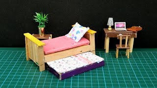 Miniature Dollhouse - Popsicle Stick Bed #19