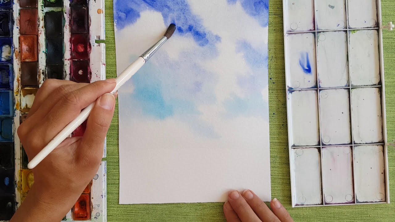 Как да рисуваме бели облаци с акварел