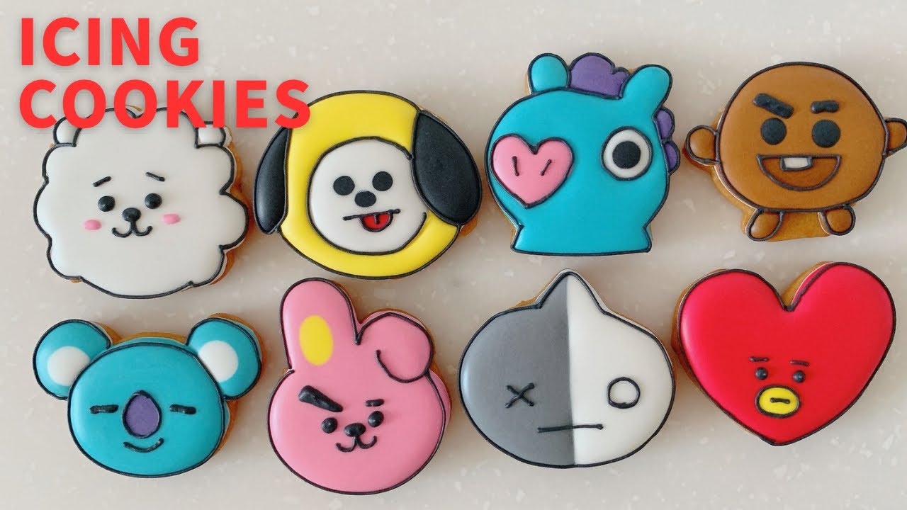 BTSのキャラクターのBT21をアイシングクッキーで作りました🤗 - YouTube