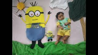 Minion theme baby photoshoot||baby photoshoot ideas at home||cartoon theme baby photoshoot screenshot 5