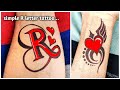 A beautiful R letter and simple heart tattoo | amazing tattoo designs