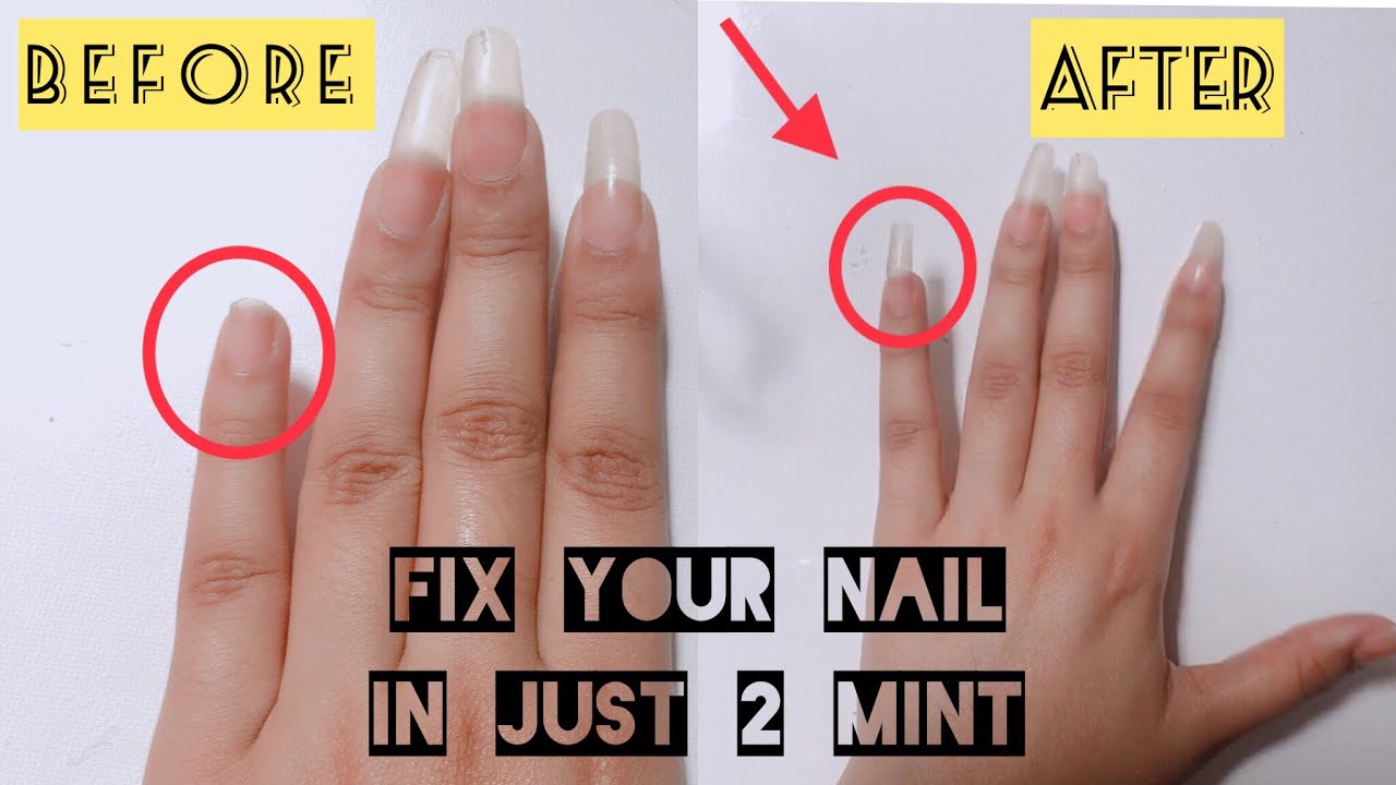 How to fix Broken nail with in 2 mints DIY nail repair YouTube