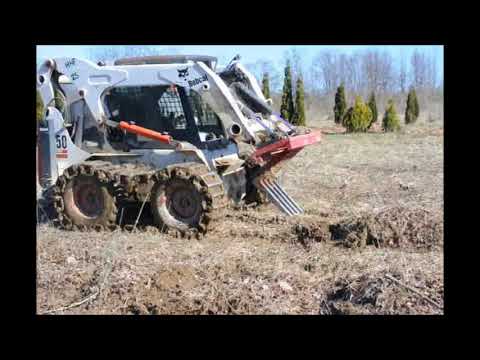 Stump Pulling    How we do it Using a Stump Puller on a Bobcat