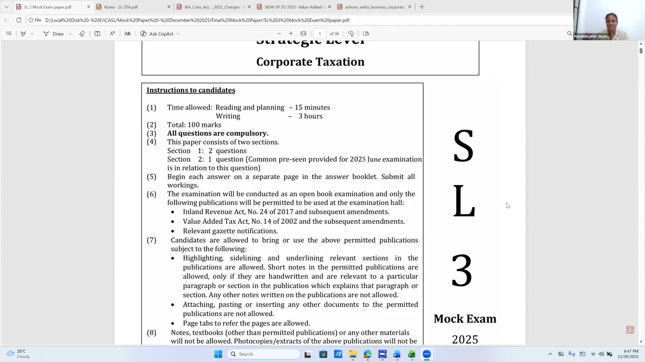SL 3 Mock Exam paper   2025 December