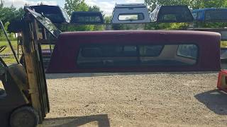 Used truck cap camper shell for sale that fits full size long bed truck  99x68 burgundy walk around