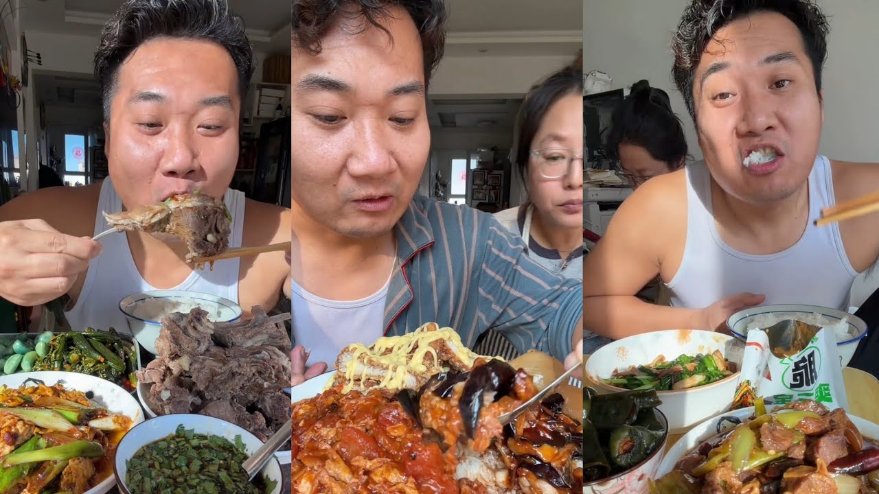 Family MUKBANG Noodles 🍜 Food Pork Meat 🍖🥓 Beef 🍖 Chinese food