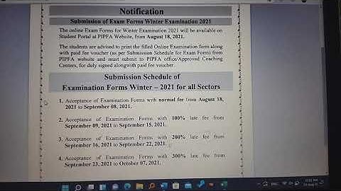examination notice pipfa winter 2021@PIPFAOnline