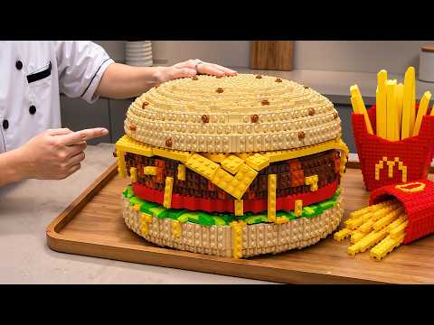 GIANT LEGO FOOD: The World's BIGGEST Lego McDonald's Burger In Real Life