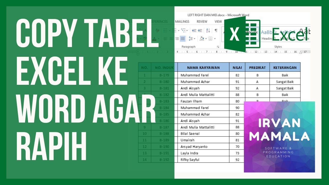 CARA COPY DARI TABEL EXCEL KE WORD