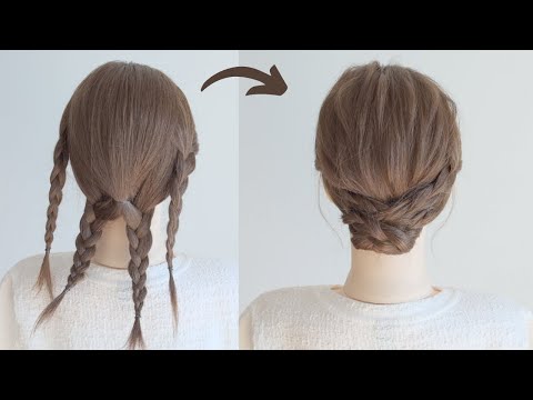 [簡単ヘアアレンジ] 三つ編みだけで作れるので雨の日にも崩れにくいアップアレンジ/ Braid-Only Updo That Stays Neat Even on Rainy Days