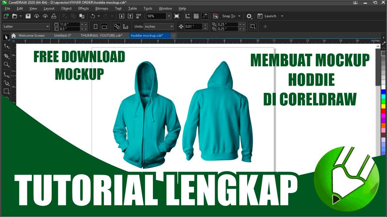 Mockup Hoddie | Tutorial Lengkap Membuat Hoddie Di Coreldraw | Free Download Mockup Hoddie
