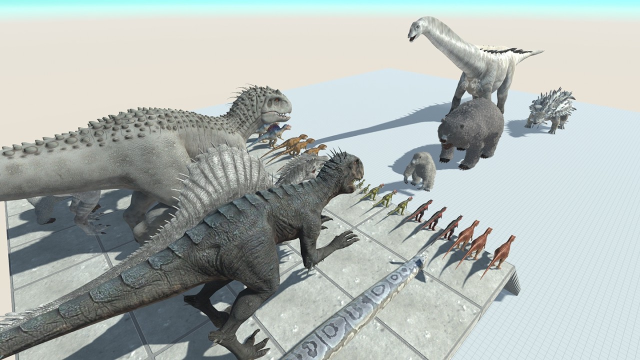 Dinosaur Challenge Indominus Rex Team vs  Herbivore Dinosaurs in Animal Revolt Battle Simulator ARBS