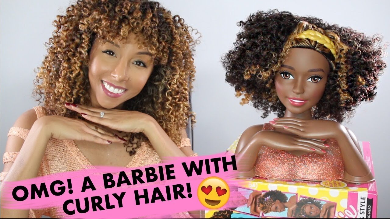 barbie styling head curly hair