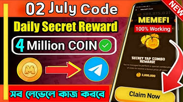 Memefi 2 july 2m Coins Code | Memefi Today 2,000,000 Coins Code, 2 July | Memefi Secret Code #memefi