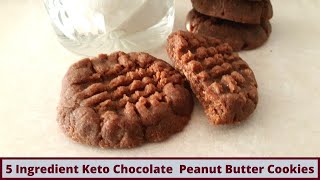 Quick 5 Ingredient Keto Chocolate Peanut Butter Cookies (Nut Free Option And No Flour Needed)