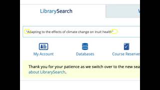 Find an article by title in LibrarySearch