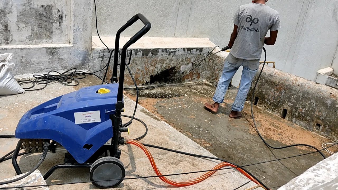 cleaning Terrace in Asian paints Graco Pressure Washer Machine Local Vaniyambadi Painters