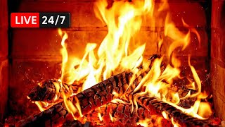 🔥 FIREPLACE 4K (LIVE 24\/7). Fireplace Christmas with Golden Flames \& Burning Logs Sounds