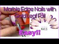 Gel Marble NAILS with Gold Leaf Foil | Easy Nailart!!