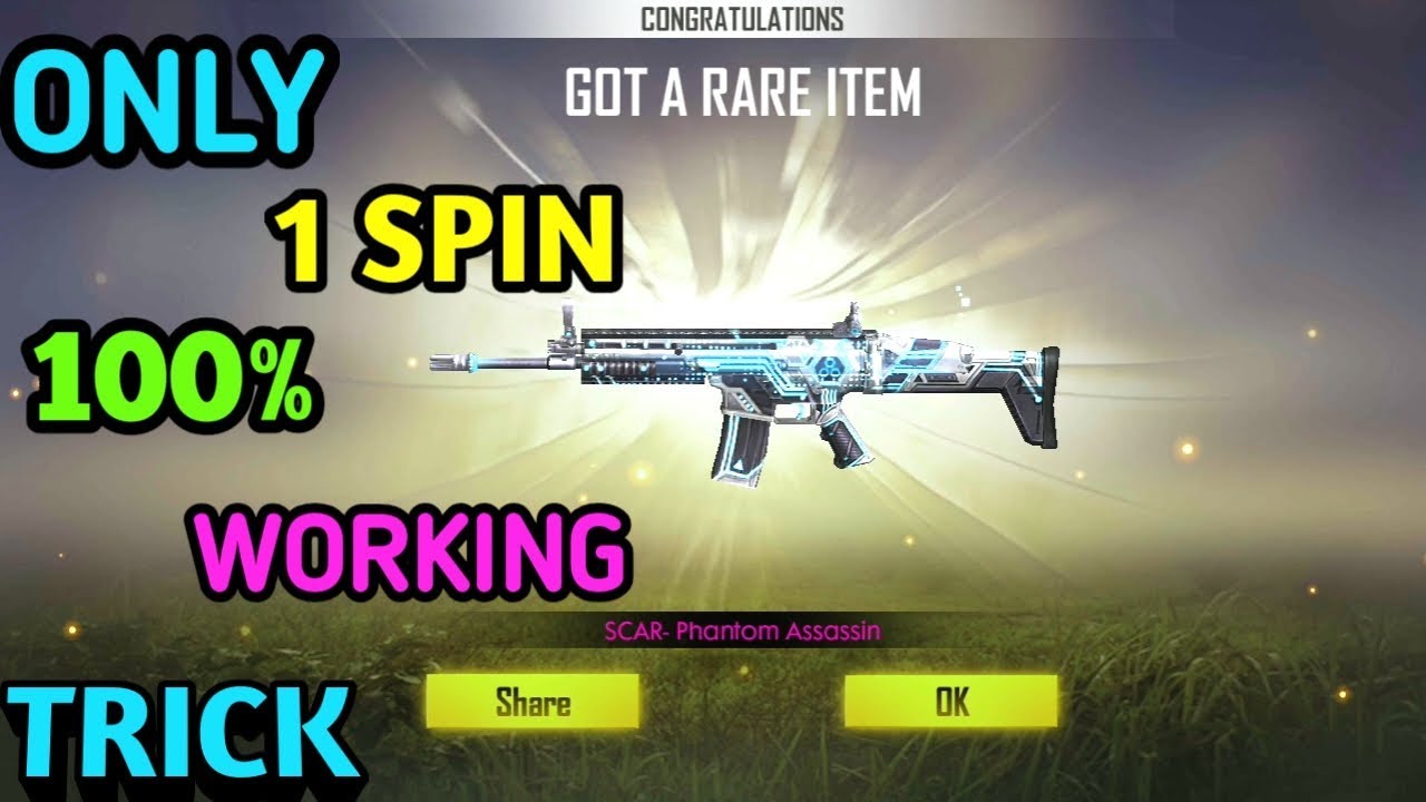 FREE FIRE ONLY 1 SPIN GOT A SCAR PHANTOM ASSASSIN PERMANENT SKIN IN GARENA FREE FIRE BATTLEGROUND