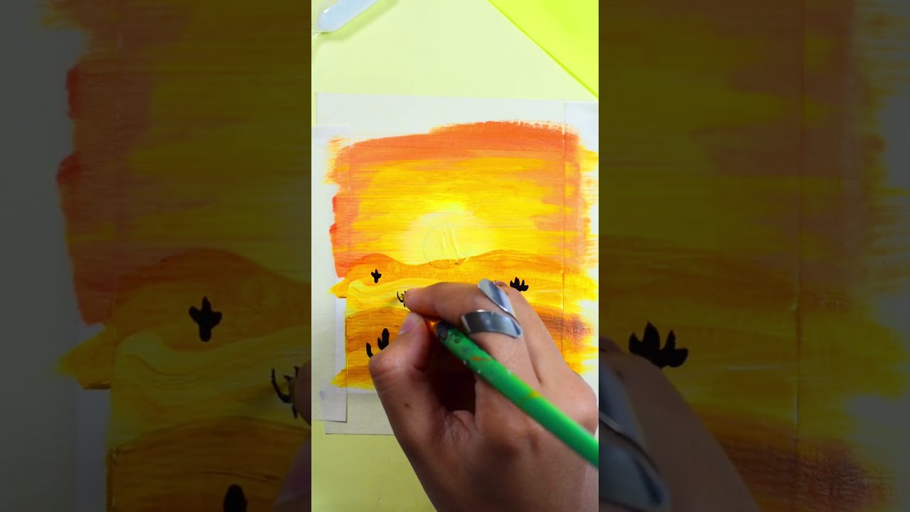 Desert acrylic painting || sunset painting 