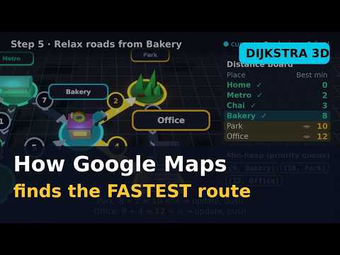 How Google Maps Finds the Fastest Route | Dijkstra's Algorithm in 3D + Python | CodeInRealLife