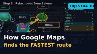 How Google Maps Finds the Fastest Route | Dijkstra's Algorithm in 3D + Python | CodeInRealLife