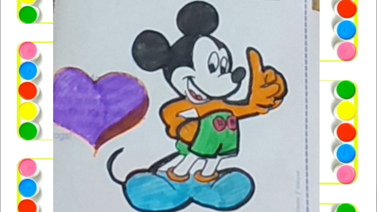 How to draw micky mouse drawing step by step, colours, painting,pen drawing 