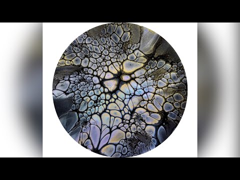 Bloom Technique, Black With Metallic Colours, Acrylic Paint Pouring (1673)