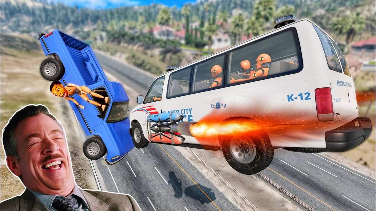 Rocket Police Van 🚨 Funny Moments 🤣 - [BeamNG.Drive]