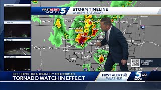 Tornado watch severe thunderstorm warnings issued for Oklahoma