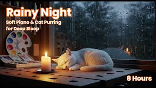 Cozy Art Studio: Rainy Night, Soft Piano & Cat Purring for Deep Sleep 😼🎹 screenshot 2