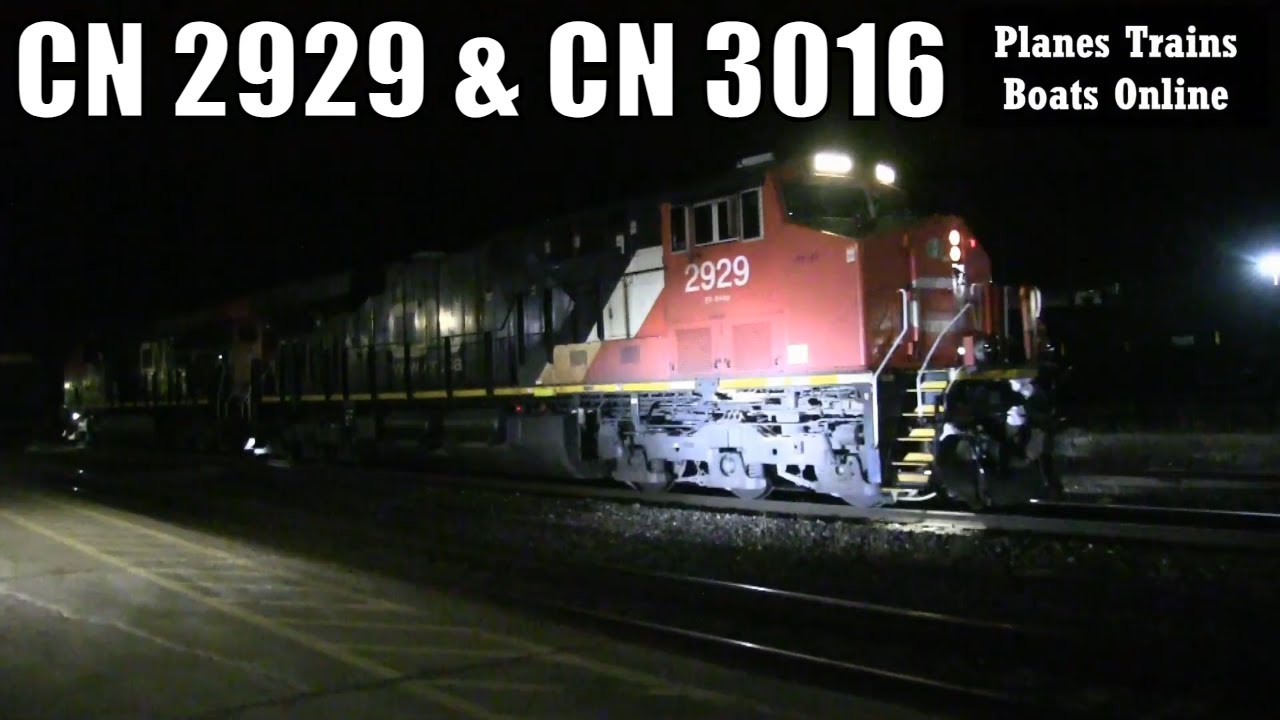 CN 2929 & CN 3016 Engines Mixed Freight Train West To Michigan Mar 07 ...