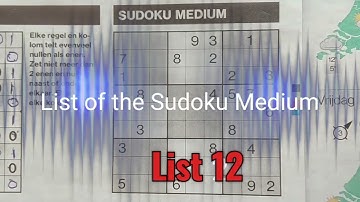 List 12 of the Sudoku Medium puzzle