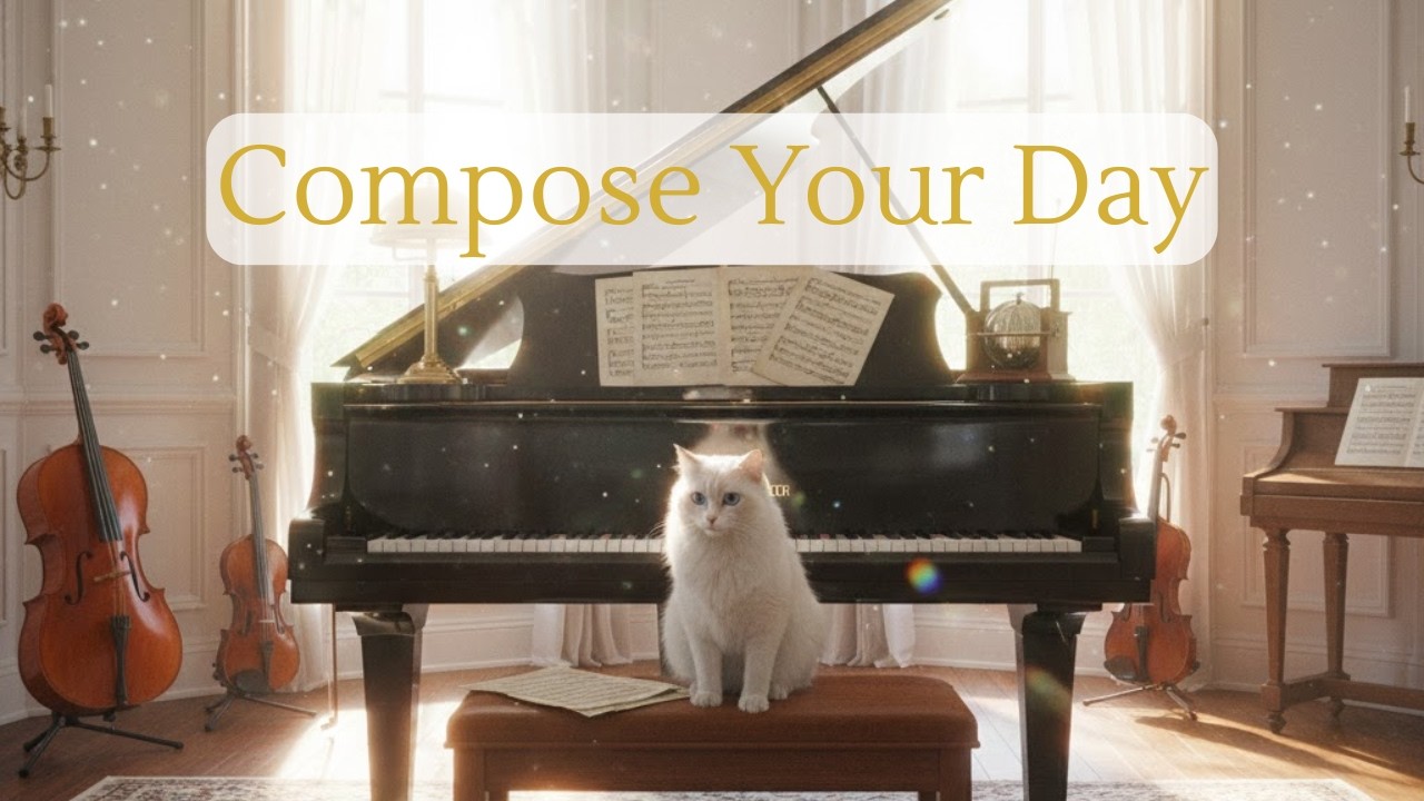 Sunny Composer's Room 🎼 Light Academia Lofi | Piano ASMR & Cat Purr