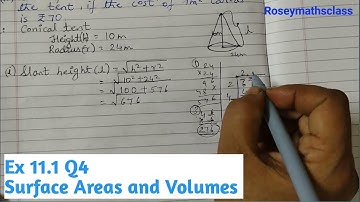 Ex 11.1 Q4 Class 9 Surface Areas and Volumes/ Conical tent...Chapter 11 #maths#ncert