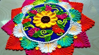 Beautiful and attractive flowers Rangoli design by Jyoti #734 screenshot 2