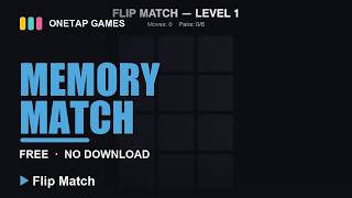 Free Memory Match Game — 3 Levels, Test Your Memory (Flip Match) screenshot 3