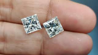 H and I color grade comparison , princess cut diamond shape shot in normal lighting